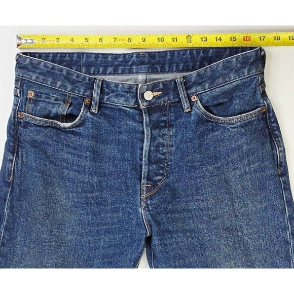 Buck Mason Size 34x34 Maverick Slim Button Fly Blue Double Dipped Denim Jeans - Picture 2 of 13